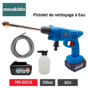 مسدس ضغط الهواء اللاسلكي مزود بطاريتين لتنظيف الأسطح والسيارات بسهولة MEAKIDA Pistolet de Nettoyage à Eau Portable avec 2 Batteries 36V MD-6010