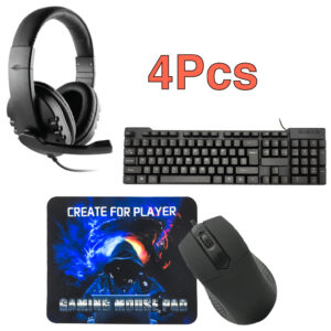 طقم الألعاب 4 في 1 سماعات فأرة ولوحة مفاتيح للاستمتاع بألعاب الفيديو على حاسوبك Pack De Gaming 4en1 Souris Clavier Et Casque Pour Jouer A Vos Jeux Préfères K50/60/70/80