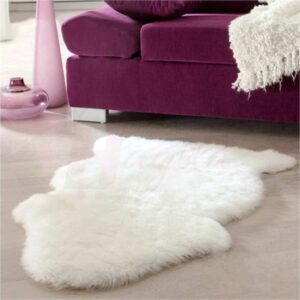 سجادة أرضية من الفرو الناعم الصناعي تضفي على بيتك فخامة مميزة Faux Mouton Peau Tapis Ultra Doux Moelleux Tapis Blanc 60cmx90cm