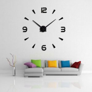 ساعة حائط زخرفية للمنزل مميزة و كبيرة تصميم 3 دي بأرقام ستيل عصري DIY Clock Murale 3D pour Salon Chambre Décorations pour La Maison Alpha