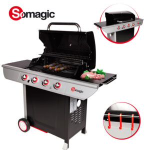 شواية بأربع شعلات من الإينوكس المقاوم للصدأ صناعة فرنسية SOMAGIC Barbecue Avec 4 Faux En Inox BBQ-MANTHANA-400GP