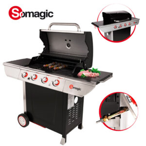 شواية بأربع شعلات من الإينوكس المقاوم للصدأ صناعة فرنسية SOMAGIC Barbecue Avec 4 Faux En Inox BBQ-MANTHANA-400GPI